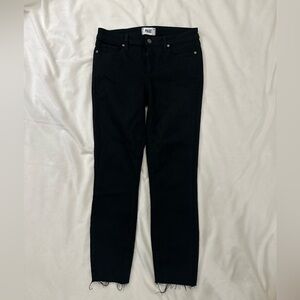 Paige Black Skinny Jeans Distressed Ankles Size 28